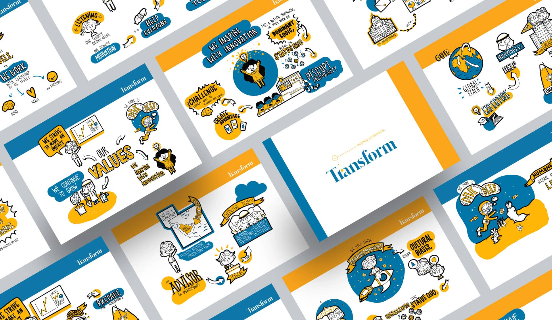 Selected slides from Transform's illustrated corporate profile presentation