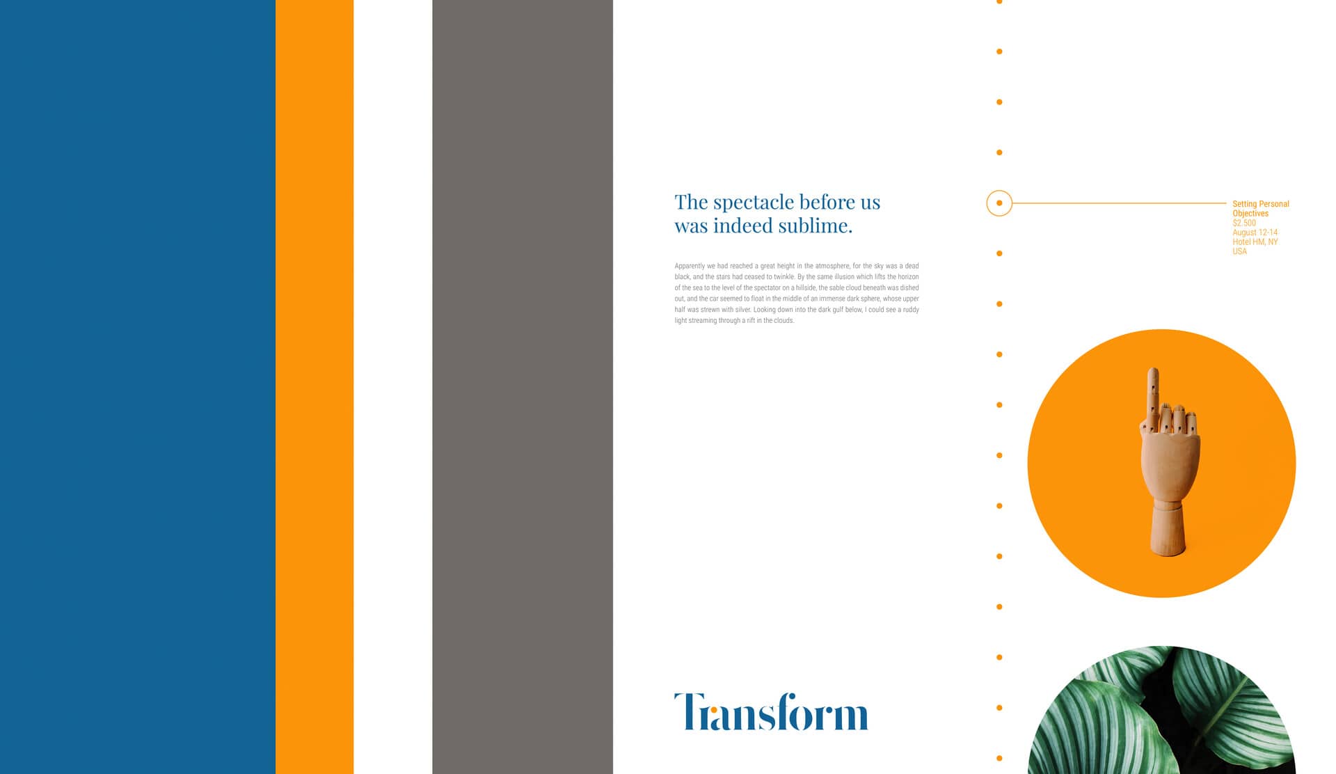 Transform Presentation Slide with branded color stripes and circular shapes